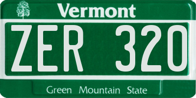 VT license plate ZER320