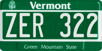 VT license plate ZER322