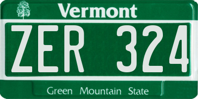 VT license plate ZER324