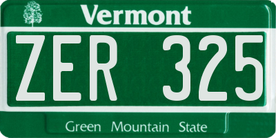 VT license plate ZER325