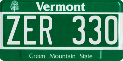 VT license plate ZER330