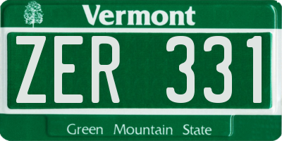 VT license plate ZER331