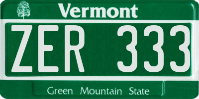 VT license plate ZER333