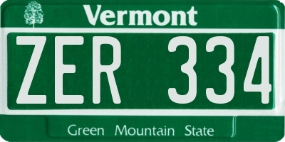 VT license plate ZER334