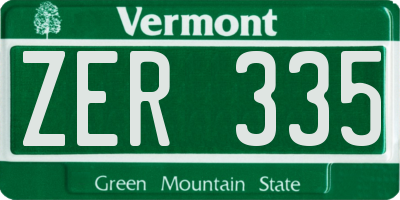 VT license plate ZER335