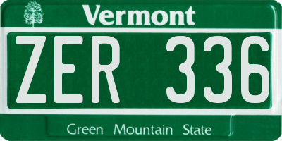 VT license plate ZER336
