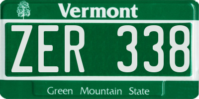 VT license plate ZER338