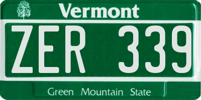 VT license plate ZER339