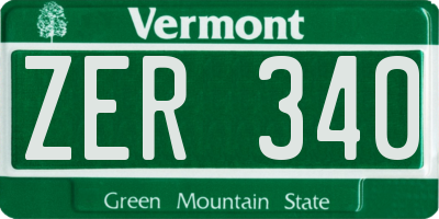 VT license plate ZER340
