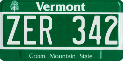 VT license plate ZER342