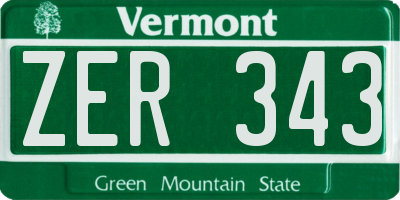 VT license plate ZER343