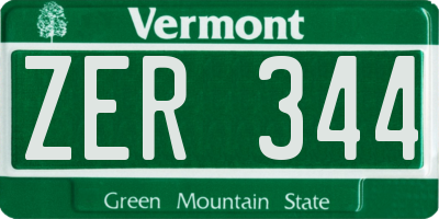 VT license plate ZER344