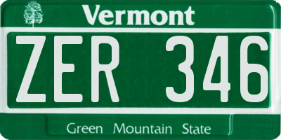 VT license plate ZER346