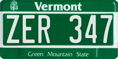 VT license plate ZER347