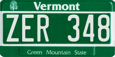 VT license plate ZER348
