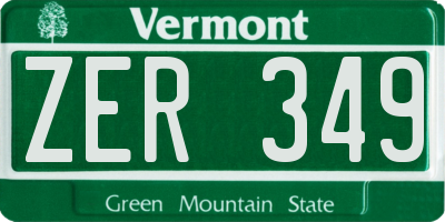 VT license plate ZER349