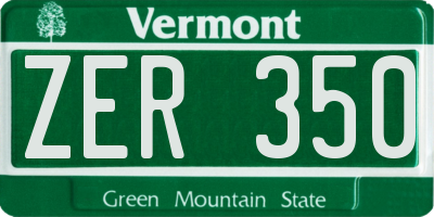 VT license plate ZER350