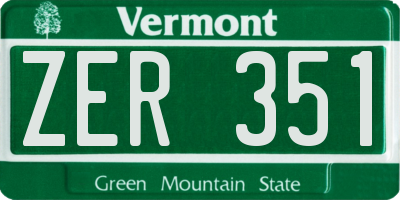 VT license plate ZER351