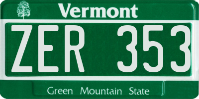 VT license plate ZER353