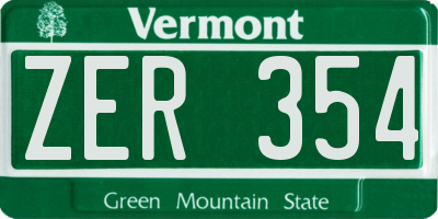 VT license plate ZER354