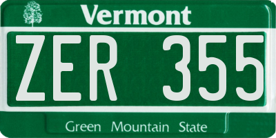 VT license plate ZER355