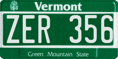 VT license plate ZER356