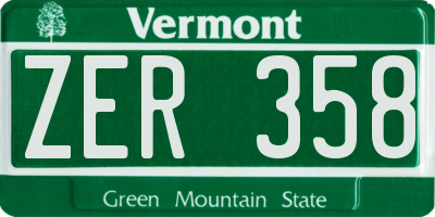 VT license plate ZER358