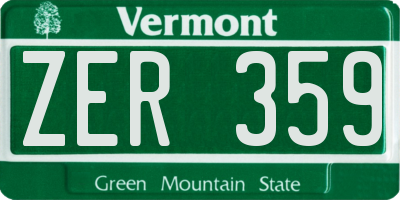 VT license plate ZER359