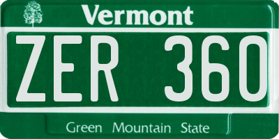 VT license plate ZER360