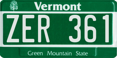 VT license plate ZER361
