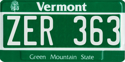 VT license plate ZER363