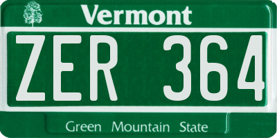 VT license plate ZER364
