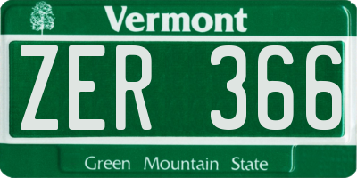 VT license plate ZER366