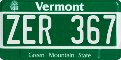 VT license plate ZER367