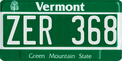 VT license plate ZER368