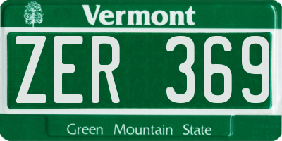 VT license plate ZER369