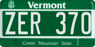 VT license plate ZER370