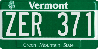 VT license plate ZER371