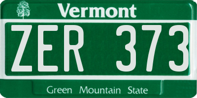 VT license plate ZER373