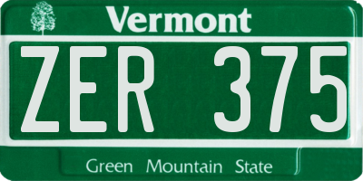 VT license plate ZER375