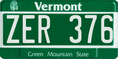 VT license plate ZER376