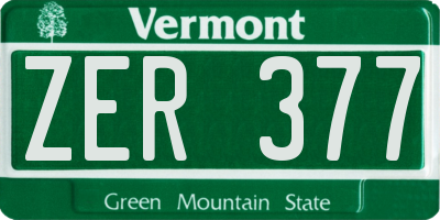 VT license plate ZER377