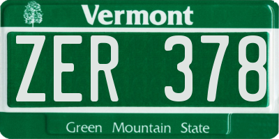 VT license plate ZER378