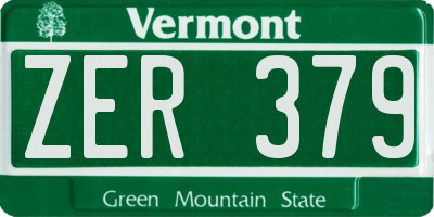 VT license plate ZER379