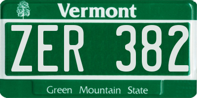 VT license plate ZER382