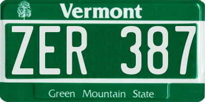 VT license plate ZER387