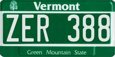 VT license plate ZER388