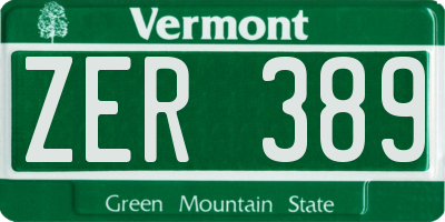 VT license plate ZER389