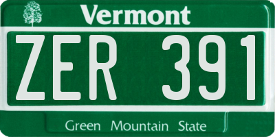 VT license plate ZER391