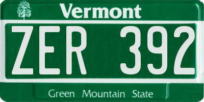 VT license plate ZER392